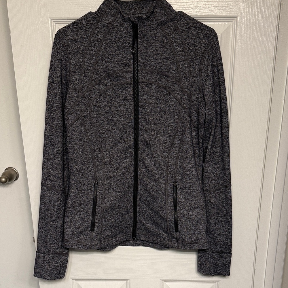 LIKE NEW lululemon Define Jacket Nulu Heathered Black Grey full length size 12